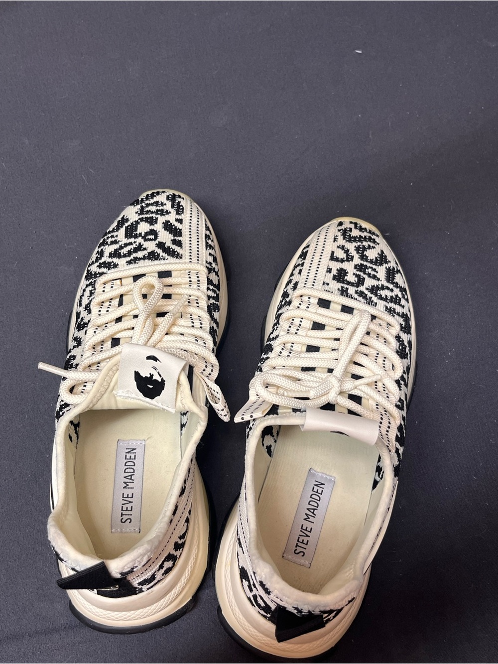 Women's Cream and Black leopard print Sneaker - Picture 5 of 9